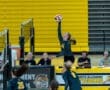 North Allegheny Tigers volleyball player jumps to spike the ball during a match, showcasing athleticism and teamwork.